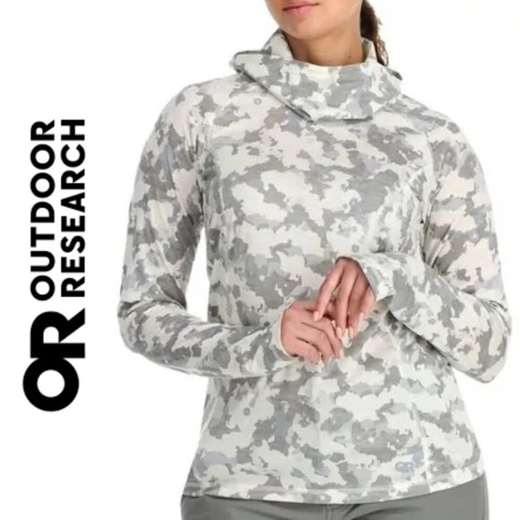Outdoor Research Tops - Outdoor Research Women's Medium Alpine Onset Merino 150 Hoodie Gray White Camo